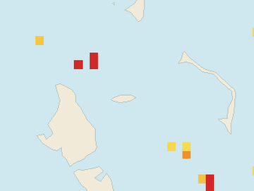 Satellite floating-algae map near Nassau and Cable Beach, Nov 2025 (opens full map image in a new tab)
