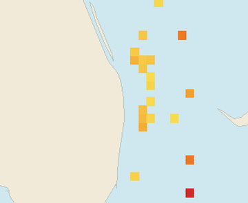 Satellite floating-algae map near Palm Beach, Nov 2025 (opens full map image in a new tab)