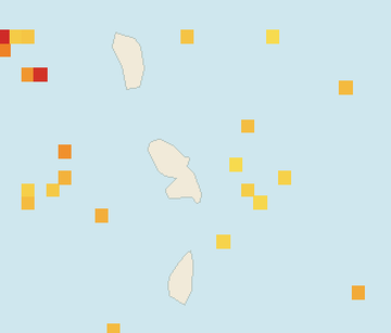 Satellite floating-algae map near Martinique Atlantic Coast, Dec 2025 (opens full map image in a new tab)