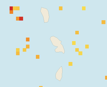 Satellite floating-algae map near Martinique West Coast, Dec 2025 (opens full map image in a new tab)