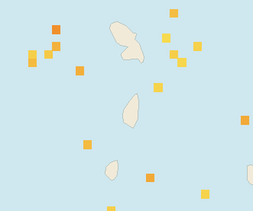Satellite floating-algae map near Saint Lucia West Coast, Dec 2025 (opens full map image in a new tab)