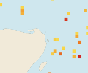 Satellite floating-algae map near Costa Mujeres, Jan 2026 (opens full map image in a new tab)