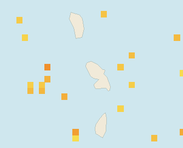 Satellite floating-algae map near Martinique West Coast, Jan 2026 (opens full map image in a new tab)