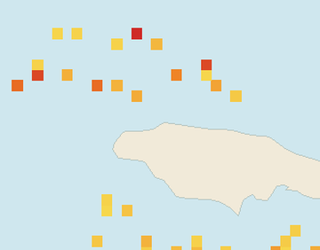 Satellite floating-algae map near Montego Bay, Jan 2026 (opens full map image in a new tab)