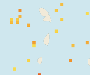Satellite floating-algae map near Saint Lucia West Coast, Jan 2026 (opens full map image in a new tab)