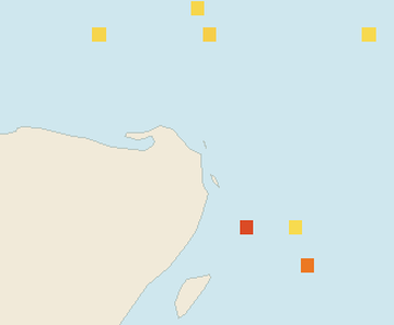 Satellite floating-algae map near Costa Mujeres, Feb 2026 (opens full map image in a new tab)