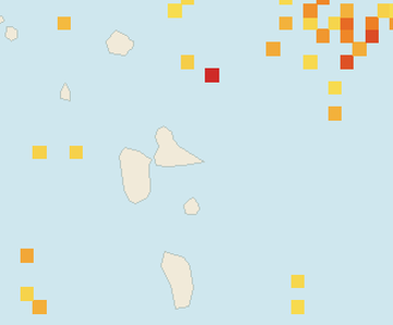 Satellite floating-algae map near Guadeloupe Atlantic Coast, Feb 2026 (opens full map image in a new tab)