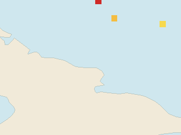 Satellite floating-algae map near Guardalavaca, Feb 2026 (opens full map image in a new tab)