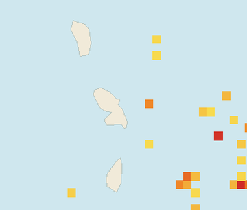Satellite floating-algae map near Martinique Atlantic Coast, Feb 2026 (opens full map image in a new tab)