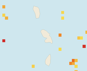 Satellite floating-algae map near Martinique West Coast, Feb 2026 (opens full map image in a new tab)