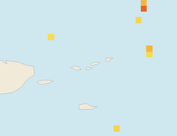 Satellite floating-algae map near St. John, Feb 2026 (opens full map image in a new tab)