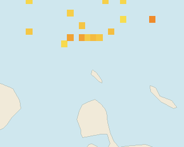 Satellite floating-algae map near Aruba Palm and Eagle Beach, Mar 2026 (opens full map image in a new tab)