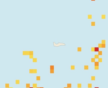 Satellite floating-algae map near Grand Cayman (Seven Mile Beach), Mar 2026 (opens full map image in a new tab)