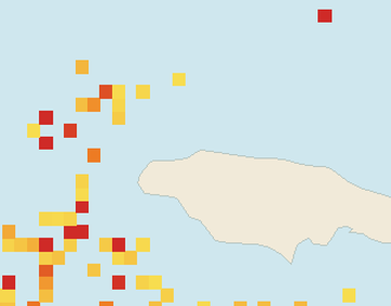 Satellite floating-algae map near Montego Bay, Mar 2026 (opens full map image in a new tab)