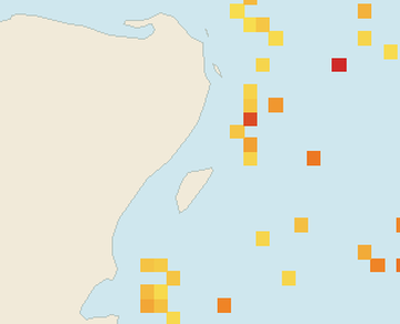 Satellite floating-algae map near Playa del Carmen, Mar 2026 (opens full map image in a new tab)