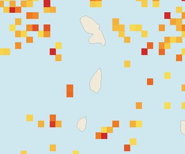 Satellite floating-algae map near Saint Lucia West Coast, Mar 2026 (opens full map image in a new tab)