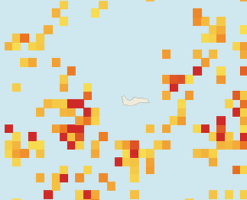 Satellite floating-algae map near Grand Cayman (Seven Mile Beach), Apr 2026 (opens full map image in a new tab)