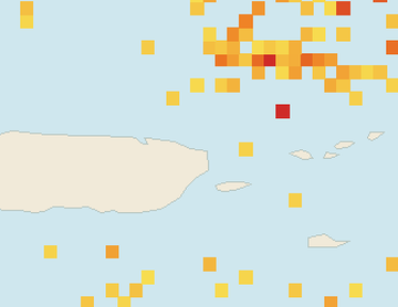Satellite floating-algae map near Luquillo, Apr 2026 (opens full map image in a new tab)
