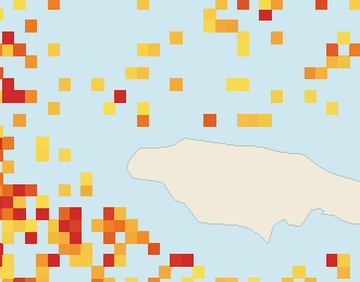 Satellite floating-algae map near Montego Bay, Apr 2026 (opens full map image in a new tab)