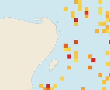 Satellite floating-algae map near Puerto Morelos, Apr 2026 (opens full map image in a new tab)