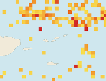 Satellite floating-algae map near St. John, Apr 2026 (opens full map image in a new tab)