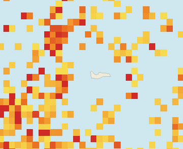 Satellite floating-algae map near Grand Cayman (Seven Mile Beach), May 2026 (opens full map image in a new tab)