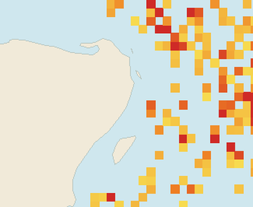 Satellite floating-algae map near Puerto Morelos, May 2026 (opens full map image in a new tab)