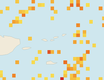 Satellite floating-algae map near St. John, May 2026 (opens full map image in a new tab)