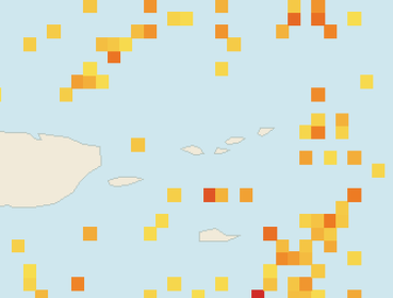Satellite floating-algae map near St. Thomas, May 2026 (opens full map image in a new tab)
