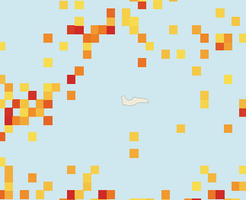 Satellite floating-algae map near Grand Cayman (Seven Mile Beach), Jun 2026 (opens full map image in a new tab)