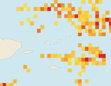 Satellite floating-algae map near St. John, Jun 2026 (opens full map image in a new tab)