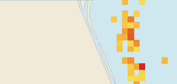 Satellite floating-algae map near Cocoa Beach, Jul 2026 (opens full map image in a new tab)