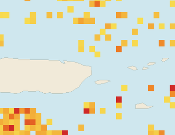 Satellite floating-algae map near Luquillo, Jul 2026 (opens full map image in a new tab)