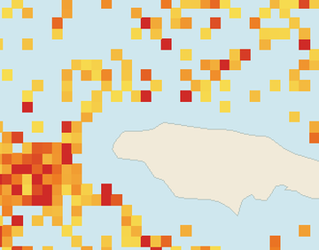 Satellite floating-algae map near Montego Bay, Jul 2026 (opens full map image in a new tab)