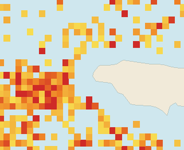 Satellite floating-algae map near Negril, Jul 2026 (opens full map image in a new tab)