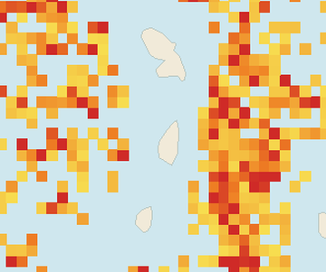 Satellite floating-algae map near Saint Lucia West Coast, Jul 2026 (opens full map image in a new tab)