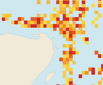 Satellite floating-algae map near Costa Mujeres, Aug 2026 (opens full map image in a new tab)