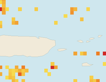Satellite floating-algae map near Luquillo, Aug 2026 (opens full map image in a new tab)