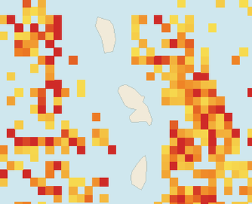 Satellite floating-algae map near Martinique West Coast, Aug 2026 (opens full map image in a new tab)