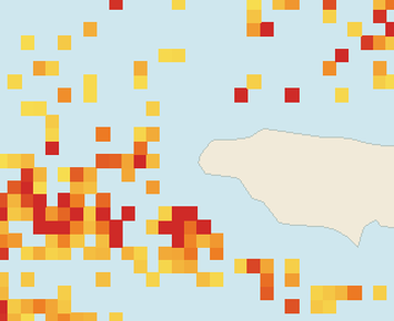Satellite floating-algae map near Negril, Aug 2026 (opens full map image in a new tab)