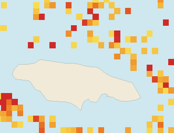 Satellite floating-algae map near Ocho Rios, Aug 2026 (opens full map image in a new tab)