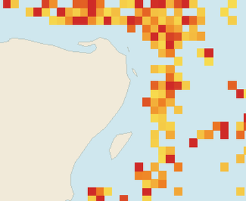 Satellite floating-algae map near Puerto Morelos, Aug 2026 (opens full map image in a new tab)