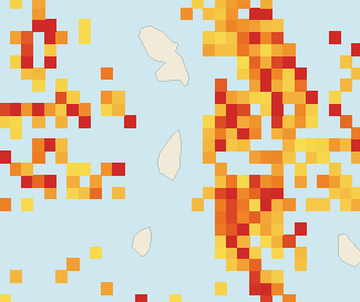 Satellite floating-algae map near Saint Lucia East Coast, Aug 2026 (opens full map image in a new tab)