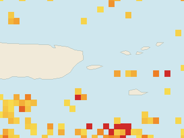 Satellite floating-algae map near Vieques, Aug 2026 (opens full map image in a new tab)